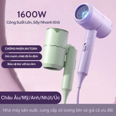 Máy Sấy Tóc 2 Chiều Nóng Lạnh Gấp Gọn - 3 Chế Độ Nhiệt, Ánh Sáng Xanh, An Toàn, Giá 149k