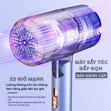 Máy Sấy Tóc 2 Chiều Nóng Lạnh Gấp Gọn - 3 Chế Độ Nhiệt, Ánh Sáng Xanh, An Toàn, Giá 149k