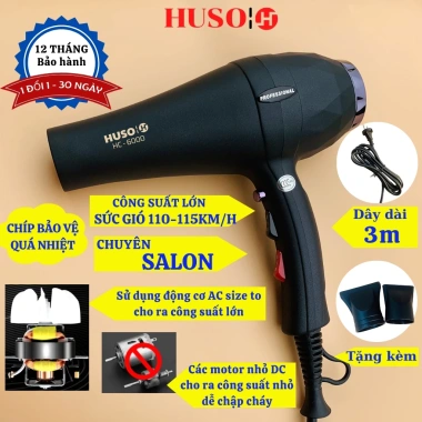 Máy Sấy Tóc HUSO HC-6.000 Công Suất Lớn Sấy Nhanh 110km/h Nóng Lạnh ION Sáng Xanh Giá Tốt Máy Sấy Tóc HUSO HC-6.000 Công Suất Lớn Sấy Nhanh 110km/h Nóng Lạnh ION Sáng Xanh Giá Tốt