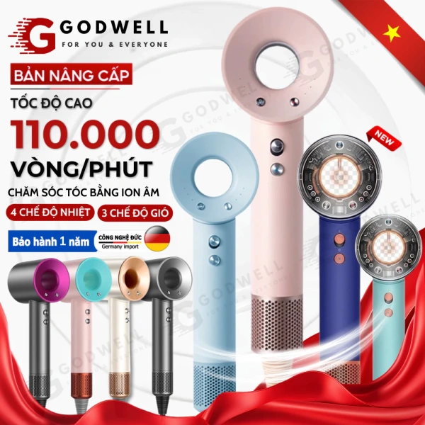 Hình ảnh sản phẩm Máy Sấy Tóc Ion Âm GODWELL 2 Chiều Nóng Lạnh Sấy Mạnh 3 Chế Độ Công Suất Lớn Giá Rẻ 339K