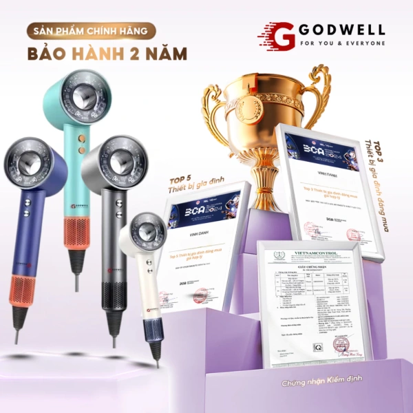 Trải nghiệm thực tế máy sấy tóc ion âm GODWELL 2 chiều: Đánh giá tốc độ sấy và độ êm khi sử dụng