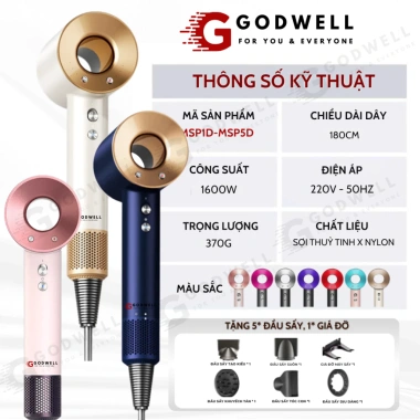Máy Sấy Tóc Ion Âm GODWELL 2 Chiều Nóng Lạnh Sấy Mạnh 3 Chế Độ Công Suất Lớn Giá Rẻ 339K 3