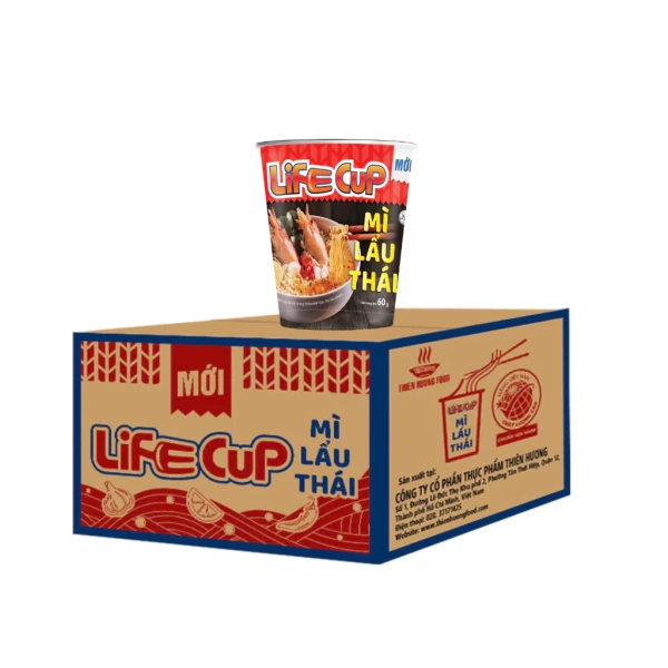 Hình ảnh sản phẩm Mì Lẩu Thái Life Cup 60g/ly Thùng 24 Ly - Giá Siêu Khuyến Mãi 185.000đ