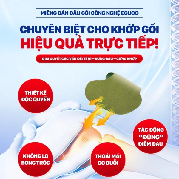Hình ảnh sản phẩm Miếng Dán Giảm Đau Đầu Gối Tê Mỏi EGUOO Thảo Mộc - Giảm Đau Nhanh 99.000đ/Hộp