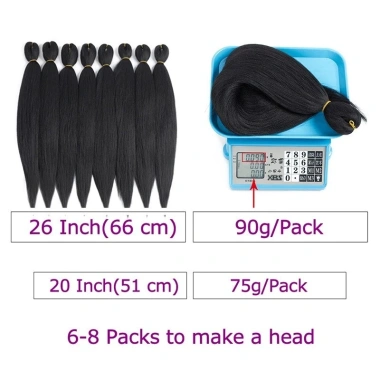 Móc bím tóc đen tự nhiên Wigsin Pré-Co-Giãn - Mở rộng bện tóc chuyên nghiệp, giảm còn 75.600₫
