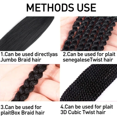 Móc bím tóc đen tự nhiên Wigsin Pré-Co-Giãn - Mở rộng bện tóc chuyên nghiệp, giảm còn 75.600₫