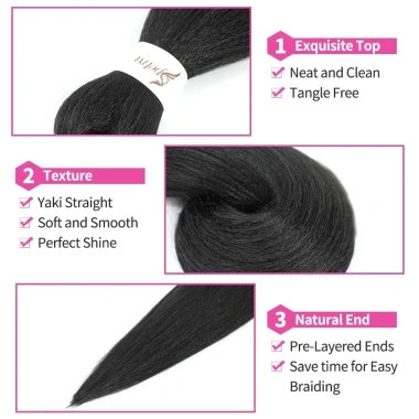 Móc bím tóc đen tự nhiên Wigsin Pré-Co-Giãn - Mở rộng bện tóc chuyên nghiệp, giảm còn 75.600₫