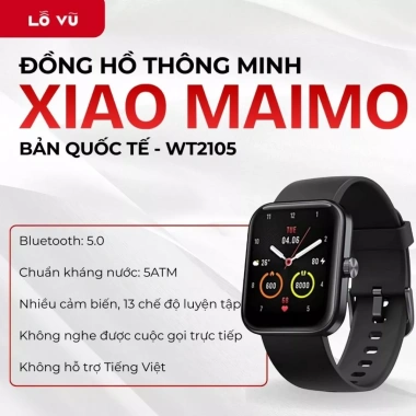 (MỚI) Đồng hồ thông minh Xiao Maimo WT2.105, Bản quốc tế, 2 dây đeo silicone, Màn 1.69inch, Chống nước 5ATM - Levu01