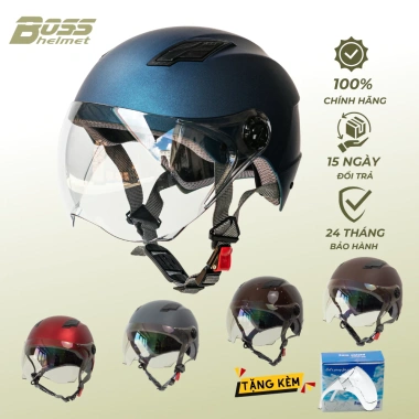 Mũ Bảo Hiểm Nửa Đầu BOSS AT12 Có Kính - Chính Hãng, Nhiều Màu, Bảo Hành 24 Tháng, Giá 259.000₫