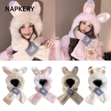 Mũ Nữ Tai Thỏ 2IN1 Trùm Đầu Liền Khăn Mùa Đông - Giá ưu đãi 139.000đ