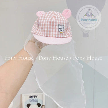 Mũ Voan Gấu Cho Bé Sơ Sinh 0-6 Tháng, Mũ Lưỡi Chai Giá Rẻ 68000Đ