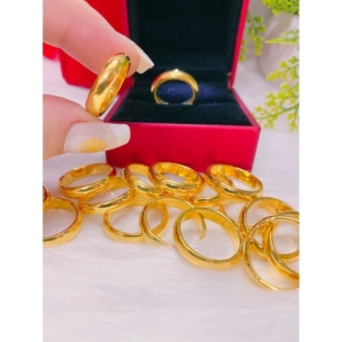 Nhẫn trơn 2 chỉ mạ vàng 24 xi cao cấp mẫu mới siêu bền màu nhẫn có khắc 4 số 9 4