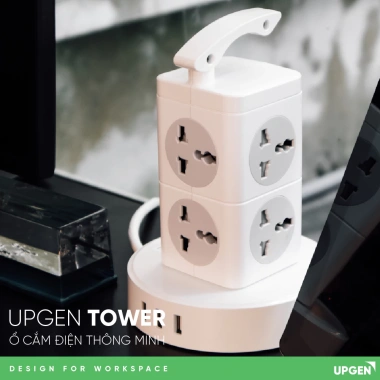 Ổ Cắm Điện Đa Năng UPGEN TOWER Dạng Tháp Chịu Tải Lớn, Tích Hợp USB Sạc Nhanh, An Toàn Chống Cháy 2