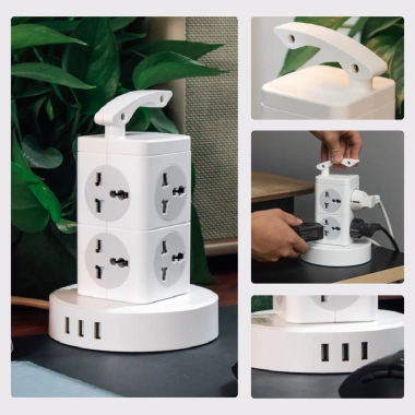 Ổ Cắm Điện Đa Năng UPGEN TOWER Dạng Tháp Chịu Tải Lớn, Tích Hợp USB Sạc Nhanh, An Toàn Chống Cháy 5