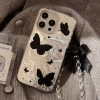 Ốp điện thoại hình bướm đen gợn sóng nước Chuỗi phong cách mát mẻ Thích hợp cho iPhone 12 13 14 Pro Max 15 16 5