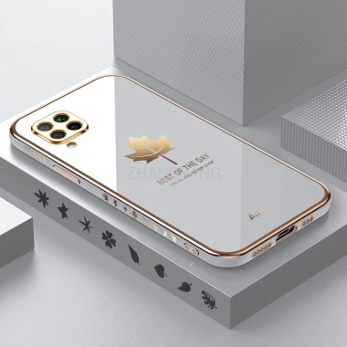 Ốp điện thoại Silicon TPU mạ họa tiết lá phong dây đeo cho Samsung A12 A22 - Bảo vệ tối đa 4