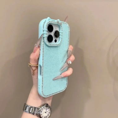 Ốp điện thoại tai mèo lấp lánh kim cương cho iPhone 13 15 Pro Max, chống sốc, chống rơi, vỏ cứng 128k 3
