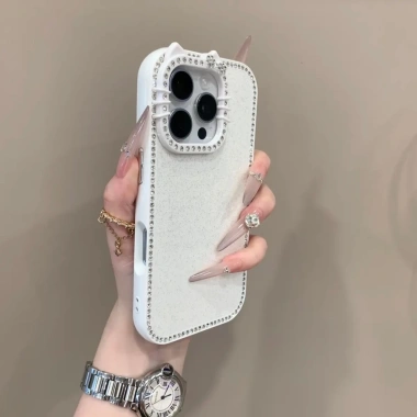 Ốp điện thoại tai mèo lấp lánh kim cương cho iPhone 13 15 Pro Max, chống sốc, chống rơi, vỏ cứng 128k 4