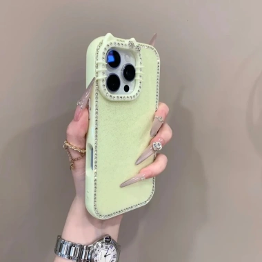 Ốp điện thoại tai mèo lấp lánh kim cương cho iPhone 13 15 Pro Max, chống sốc, chống rơi, vỏ cứng 128k 5