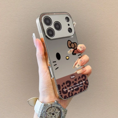 Ốp iPhone 16/15/14 Pro Max Gương Cạnh Brown Kitty - Chống Sốc, Giá 68.900₫