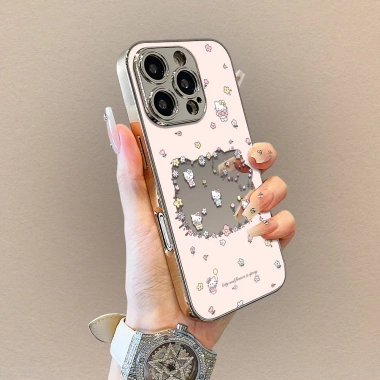 Ốp iPhone 16/15/14 Pro Max Gương Cạnh Brown Kitty - Chống Sốc, Giá 68.900₫