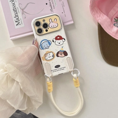 Ốp lưng iPhone 11‑15 Graffiti hoạt hình cửa sổ lớn, chống sốc, bảo vệ camera - Động vật dễ thương 9
