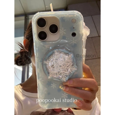 Ốp Lưng iPhone 15/14 Túyết Hoạt Hình Cứng Dễ Thương Lấp Lánh Trong Suốt 2