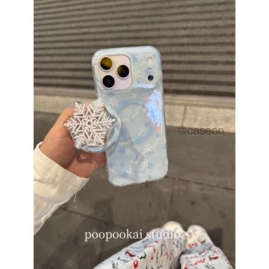 Ốp Lưng iPhone 15/14 Túyết Hoạt Hình Cứng Dễ Thương Lấp Lánh Trong Suốt 5