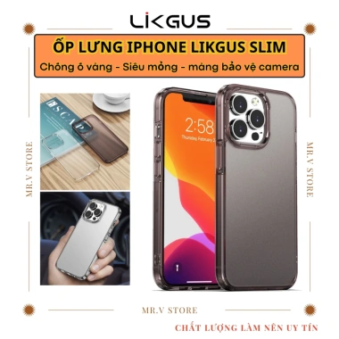 Ốp lưng nhám chống bám vân mồ hôi tay iPhone 12 13 14 15 16 Pro Max, 14 15 16 Plus Likgus Matte - chống sốc, chống ố