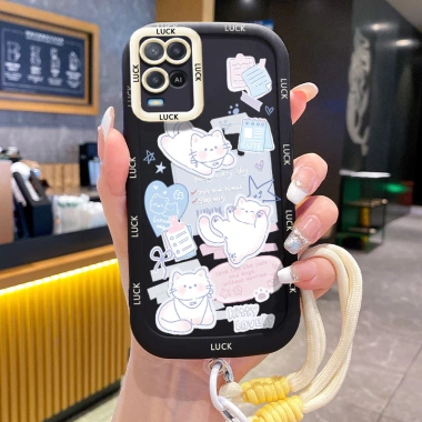 Ốp Lưng OPPO A54 4G Case đáng yêu Mèo Với Lanyard 2