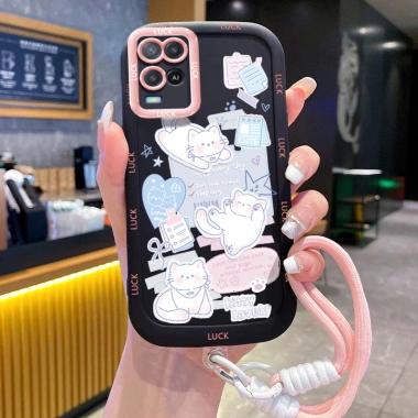 Ốp Lưng OPPO A54 4G Case đáng yêu Mèo Với Lanyard 4