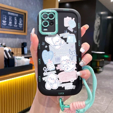 Ốp Lưng OPPO A54 4G Case đáng yêu Mèo Với Lanyard 9