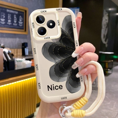 Ốp Lưng Realme & Narzo C53 C51 C51s C35 Note 50 N53 50A Prime - Ảnh Hoa Đen + Lanyard Bảo Vệ Đỉnh Cao 3