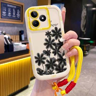 Ốp Lưng Realme & Narzo C53 C51 C51s C35 Note 50 N53 50A Prime - Ảnh Hoa Đen + Lanyard Bảo Vệ Đỉnh Cao 5