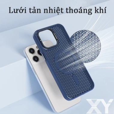 Ốp lưng Thoáng khí và tản nhiệt có giá đỡ ống kính và chức năng sạc từ tính cho iPhone 17 Air 16 15 14 13 Pro Max Plus