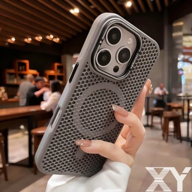 Ốp lưng Thoáng khí và tản nhiệt có giá đỡ ống kính và chức năng sạc từ tính cho iPhone 17 Air 16 15 14 13 Pro Max Plus