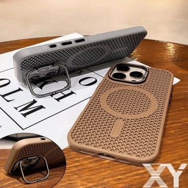 Ốp lưng Thoáng khí và tản nhiệt có giá đỡ ống kính và chức năng sạc từ tính cho iPhone 17 Air 16 15 14 13 Pro Max Plus