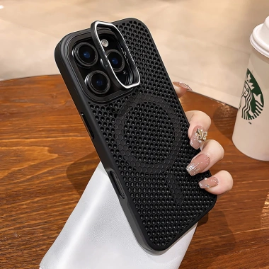 Ốp lưng Thoáng khí và tản nhiệt có giá đỡ ống kính và chức năng sạc từ tính cho iPhone 17 Air 16 15 14 13 Pro Max Plus