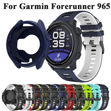 Ốp Silicon + Dây Đeo Cho Garmin Forerunner 965 Vỏ Bảo Vệ Chống Trầy Xước Dây Đeo Đồng Hồ Cổ Tay Cho Garmin 965 Vỏ Bảo Vệ Mềm