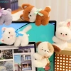 PERRY Máy Tính Búp Bê Trang Trí, Ôm Hình Mô Phỏng Thỏ Sang Trọng Đồ Chơi Nhồi Bông, Hoạt Hình Sáng Tạo PP Cotton Di Động Sang Trọng Búp Bê Máy Tính Kẹp Trẻ Em