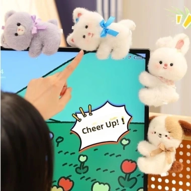 PERRY Máy Tính Búp Bê Trang Trí, Ôm Hình Mô Phỏng Thỏ Sang Trọng Đồ Chơi Nhồi Bông, Hoạt Hình Sáng Tạo PP Cotton Di Động Sang Trọng Búp Bê Máy Tính Kẹp Trẻ Em