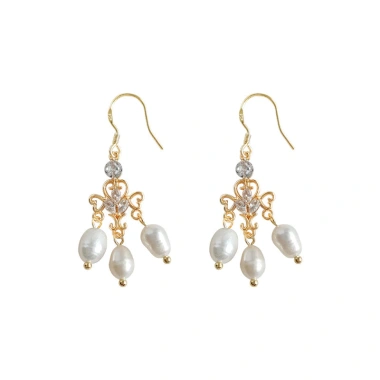Pháp Retro Ngọc Trai Nước Ngọt Tua Rua Bông Tai Niche - Handmade Cổ Điển, Thời Trang Hanfu, Giá Ưu Đãi 144k