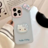 Phim hoạt hình dễ thương 3D Nơ Hello Kitty Cat 2in1 Vỏ điện thoại silicon lỏng cho iPhone 16Promax 16Pro 14 15 Pro Max 13 Vỏ điện thoại di động ngọt ngào nữ tính 4