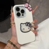 Phim hoạt hình dễ thương 3D Nơ Hello Kitty Cat 2in1 Vỏ điện thoại silicon lỏng cho iPhone 16Promax 16Pro 14 15 Pro Max 13 Vỏ điện thoại di động ngọt ngào nữ tính 7