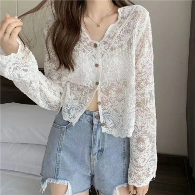Quần áo chống nắng rỗng ren, áo len dệt kim mỏng, dây treo nữ - Giá ưu đãi 156.600đ