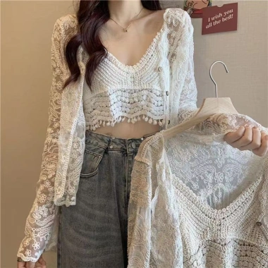 Quần áo chống nắng rỗng ren, áo len dệt kim mỏng, dây treo nữ - Giá ưu đãi 156.600đ 7 Quần áo chống nắng rỗng ren, áo len dệt kim mỏng, dây treo nữ - Giá ưu đãi 156.600đ 7