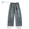 Quần Jean Ống Rộng Nam/Nữ Tuổi Teen, Thắt Lưng Dây Rút, Thiết Kế Khâu Độc Đáo