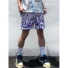 Quần short bóng rổ dáng rộng thương hiệu Mỹ, thiết kế in hình ngọn lửa, thoáng khí và nhanh khô.