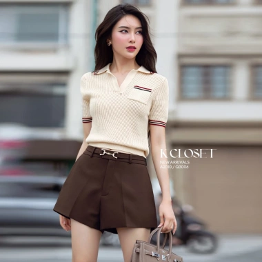 Quần short cạp trễ đai lưng khoá, thời trang thiết kế K Closet Q3.006