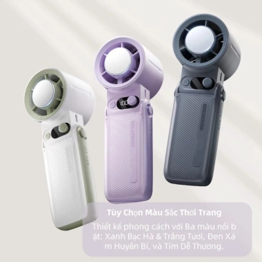 Quạt Cầm Tay Sạc Pin 10.000mAh, Làm Mát Sò Lạnh, 199 Tốc Độ Gió, Gấp Gọn, Kèm Dây Đeo